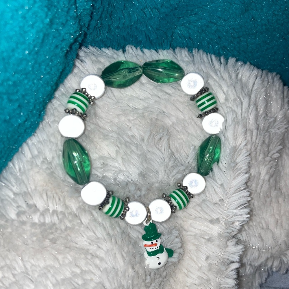 Cute green snowman bracelet